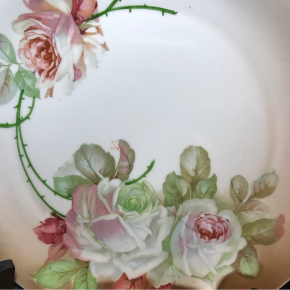 PM Bavaria Transferware Blush Pink White Roses Platter 9.5”x9” EVC - Picture 11 of 12